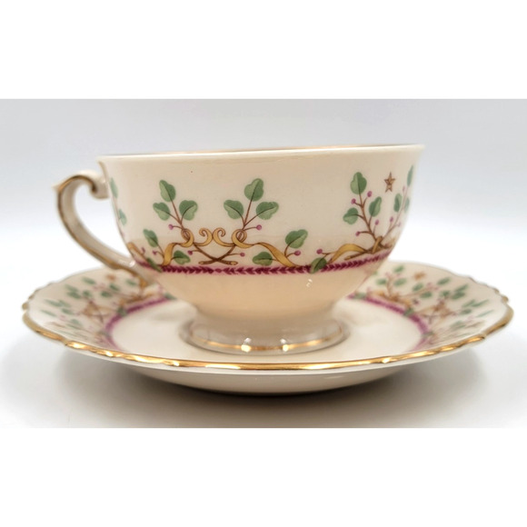 Syracuse Pendleton Federal Footed Cup And Saucer Gold Trim 1949 - 1966 Lot of 2 - Picture 8 of 13